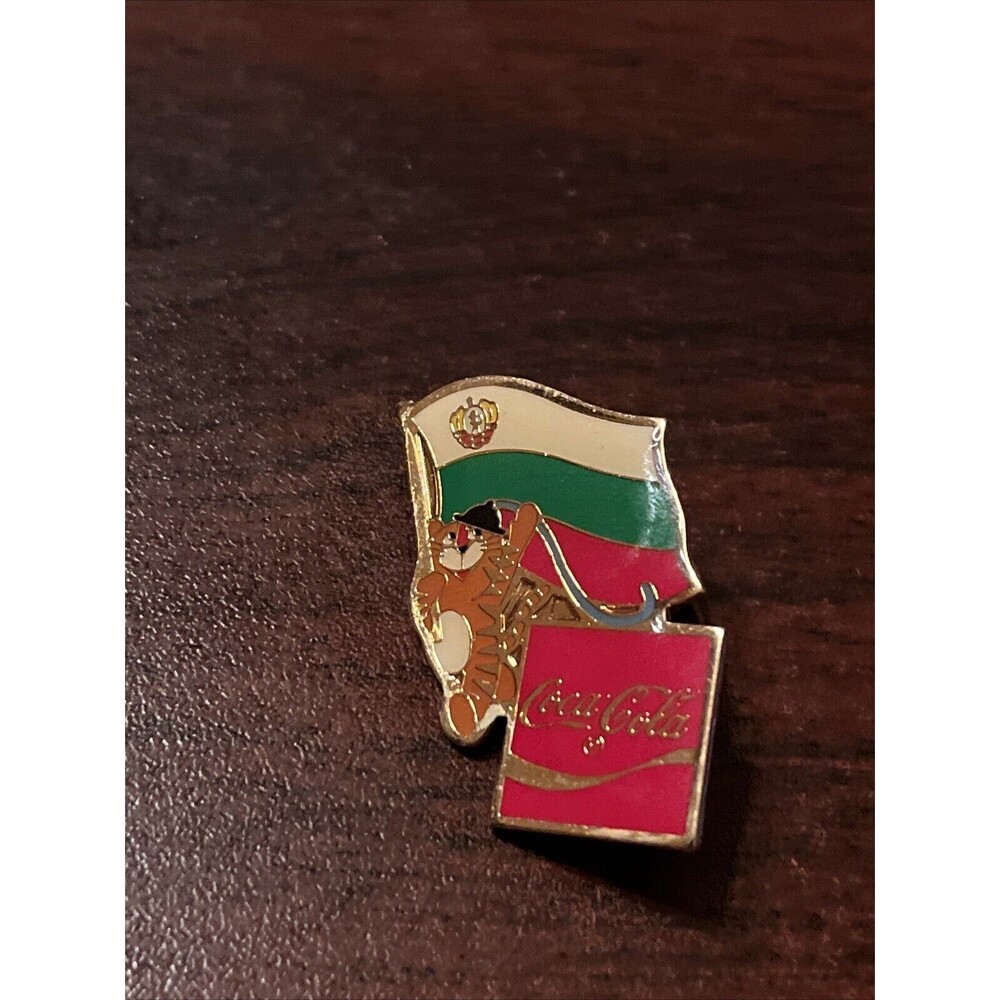 Vintage 1988 Seoul Olympics‎ Coca Cola Hodori Tiger Bulgaria Flag Lapel Pin